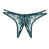 Women's Embroidered Sheer Open Crotch Lingerie Panties