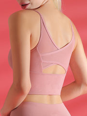 Women Solid Color Shockproof Mesh Patchwork Yoga Sports Bra
