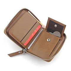 Men Faux Leather Tri-fold Retro Zipper Multi-card Slots Wallet