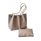 2 Pcs Women PU Leather Rivet Hasp Wild Large Capacity Ruched Bag Shoulder Handbag