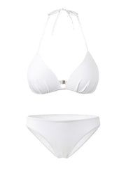 Women's Swimwear Bikini 2 Piece Normal Swimsuit Backless Lace up Solid Color White Black Fuchsia Orange Red Halter Bathing Suits Sexy Basic Vacation / New / Sports / Padded Bras