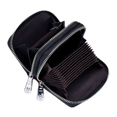 women 10 card slots rfid genuine leather short zipper coin purse wallet
