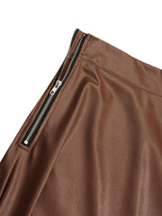 Women Solid Casual Leather Ankle Length Street Fashion Fitting Skirts