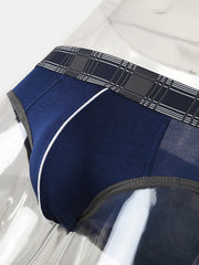 Mens Modal U Pouch Patchwork Plaid Elastic Waistband Underweaer