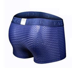 Mens Mesh Breathable Underwear Casual Ice Silk Thin Solid Color Boxers