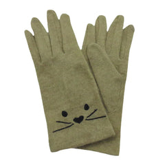 Women Wool Screen-touchable Embroidery Cartoon Cat Pattern Keep Warm Fashion Casual Gloves