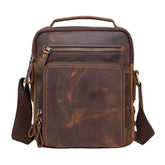 Men's Vintage Leather Multi-Pocket Briefcase Messenger Crossbody Bag
