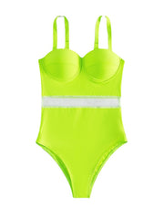 Women's Swimwear One Piece Monokini Bathing Suits Normal Swimsuit Backless Tummy Control Push Up Pure Color Green Black Fuchsia Strap Bathing Suits New Casual Vacation / Modern