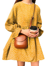 Women Floral Printing Pleating Ruffle Sleeve O-Neck Casual Holiday Mini Dress