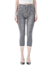 Faux Denim Casual Stretchy Calf-Length Comfort Women's Capri shorts