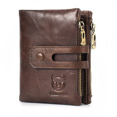 RFID Antimagnetic Vintage Genuine Leather 14 Card Slots Coin Bag Wallet