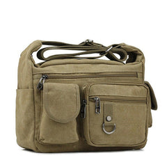 Men's Large Canvas Messenger Bag - Casual Travel Crossbody