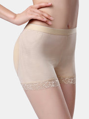 Plus Size Lace Trim Lift Hips Panties with Removable Pads