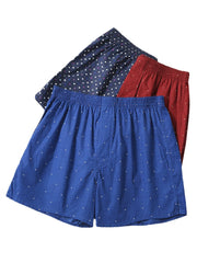 Mens 100% Cotton Polka Dot Print Thin Breathable Button Fly Home Elastic Waist Boxers