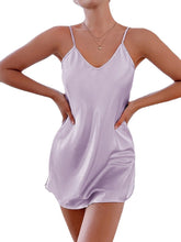 Women's Backless Slip Dress - Casual Solid Color Mini Nightwear