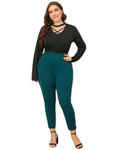 Plus Size Button Design Zip Front Pants