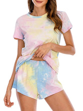 Women's Tie Dye Pajama Set - Short Sleeve, O-Neck, Soft Summer Sleepwear, 2-Piece