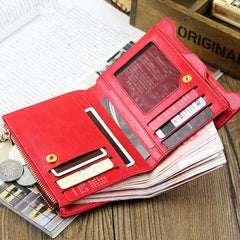 Women Genuine Leather Wallet Small Zipper Pu Coin Card Holder Purse