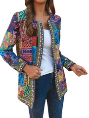 Ethnic Style Vintage Floral Printed Long Sleeve Coats For Women