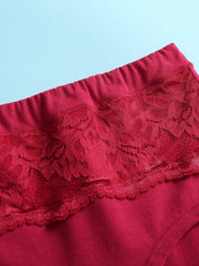 Women's Multi-Color Lace Cotton Mid Waist Breathable Antibacterial Panties