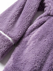 Women's Warm Plush Cat Pattern Sleepwear Robe with Pocket