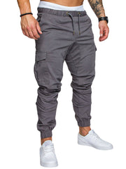 Men Solid Color Fashion Multi Pocket Tooling Cargo Casual Pants