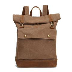 Men Vintage Canvas Leather Stitching Backpack Large Capacity Multifunctional Casual Travel Backpack