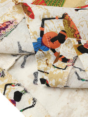 Women Ethnic Style Figure Print Round Neck Short Sleeve Loose Baggy Maxi Dresses