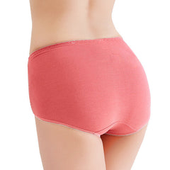 Cotton Mid Waist Briefs Sexy Lace Jacquard Breathable Underwear Panties