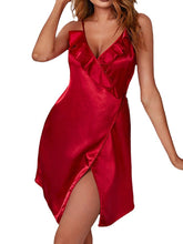 Women's Sexy Satin Mini Party Dress, Ruffle Backless Design, Solid Color Straps