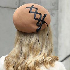 British Style Pure Wool Chain Beret Cap