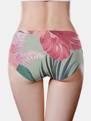 Women's Floral Ice Silk Mid-Waist Breathable Panties