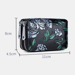women 10 card slots rfid genuine leather short zipper coin purse wallet