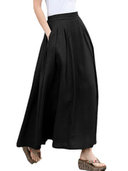 Leisure Solid Ruched Pocket Maxi Skirt