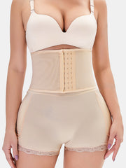 Plus Size Women Tummy Control Front Closure Lace Trim High Waist Shapwear Panty