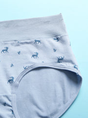 Women's Deer Print Cotton High Waist Stretch Panties