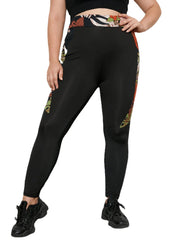 Plus Size Floral Print Patchwork Leggings