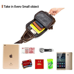 Men Genuine Leather Waxed Cowhide Retro Fashion Business Chest Bag Shoulder