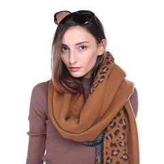 Women Printing Winter Warm Scarf Casual Leopard Pattern Scarf Shawl