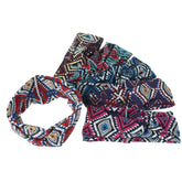 Women Bohemian Style Diamond Lattice Pattern Casual Outdoor Headdress Elastic Cross Tie Wide Brim Headband