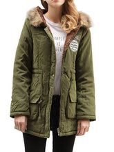 Winter Women Pure Color Fur Collar Hooded Thicken Coats