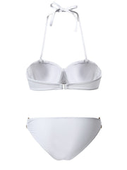 Women's Swimwear Bikini 2 Piece Normal Swimsuit 2 Piece Ruched Open Back Pure Color Green White Black Yellow Rosy Pink Padded Strapless Bathing Suits New Vacation Sexy / Modern / Padded Bras