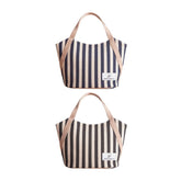 Women Canvas Striped Pattern Color Contrast Large Capacity Handbags Underarm Bag Shoulder Bag