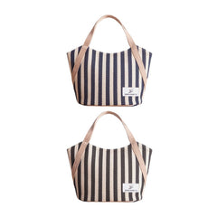 Women Canvas Striped Pattern Color Contrast Large Capacity Handbags Underarm Bag Shoulder Bag