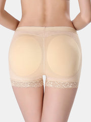 Plus Size Lace Trim Lift Hips Panties with Removable Pads