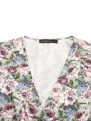 Vintage Flower Print Wrap Body Tie V-neck Short Mini Dress