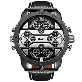 Vintage Men Watch Large Dial Multi-time Zone Watch Luminous Waterproof Quartz Watch