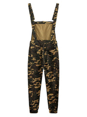 Mens Camo Printed Ankle Lenght Elastic Casual Jumpsuits Suspenders Pants