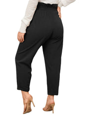 Plus Size Button Design Shirring Roll Pants