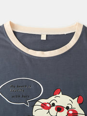 Women's Cartoon Rat Print Loose Jogging Pants Pajamas